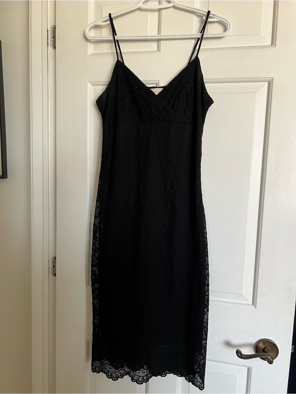 Black Lace Slip Dress with Spaghetti Straps